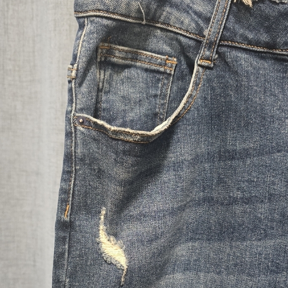 RISEN Frayed Hem And Waist Boyfriend Distressed Jeans in Classic Blue Size 3XL - Picture 4 of 14